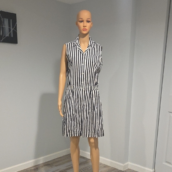 Black and White Vintage  Notched Collar Sheath Jumpsuit - Picture 1 of 6